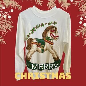 Vintage Pannill Christmas Sweatshirt Medium USA Made — Horse Holiday Pullover